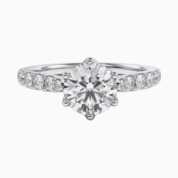 1.0-3.0 Carat D-F VS+ Ideal Cut Round Diamond 14K White Gold Solitaire Ring