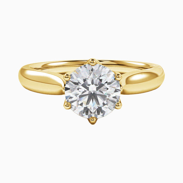 1.0-3.0 Carat D-F VS+ Ideal Cut Round Diamond 14K Yellow Gold Solitaire Ring