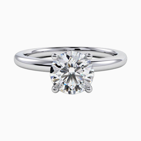 1.0-3.0 Carat D-F VS+ Ideal Cut Round Diamond 14K White Gold Solitaire Ring