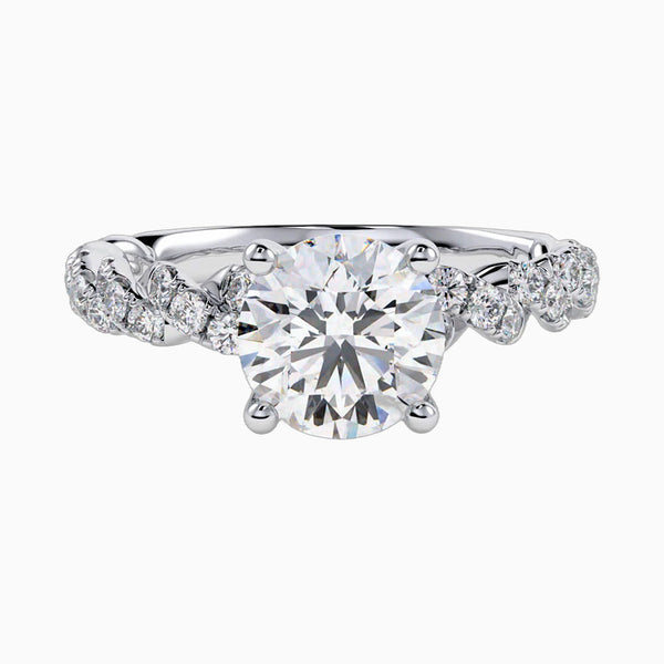 1.0-3.0 Carat D-F VS+ Ideal Cut Round Diamond 14K White Gold Solitaire Ring