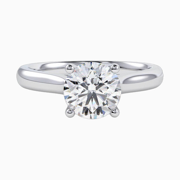 1.0-3.0 Carat D-F VS+ Ideal Cut Round Diamond 14K White Gold Solitaire Ring