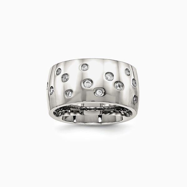 Chisel Stainless Steel Polished CZ 12mm Band
