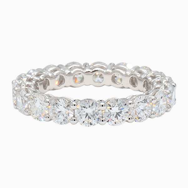 1.5-4.0 Carat D-F VS+ Ideal Cut Round Diamond 14K White Gold Eternity Ring