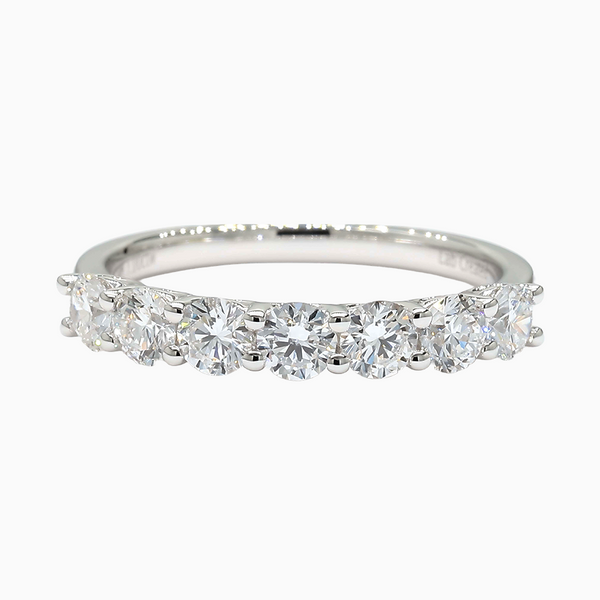 1.0-2.1 Carat D-F VS+ Ideal Cut Round Diamond 14K White Gold Seven Stone Anniversary Ring
