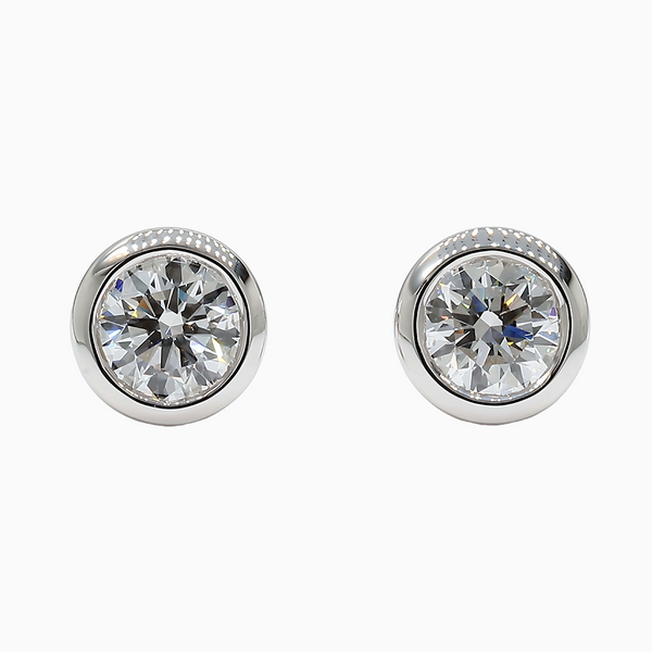 1.5 Carat D-F VS+ Ideal Cut Round Brilliant Diamond 14K White Gold Stud Earrings (2.61g)
