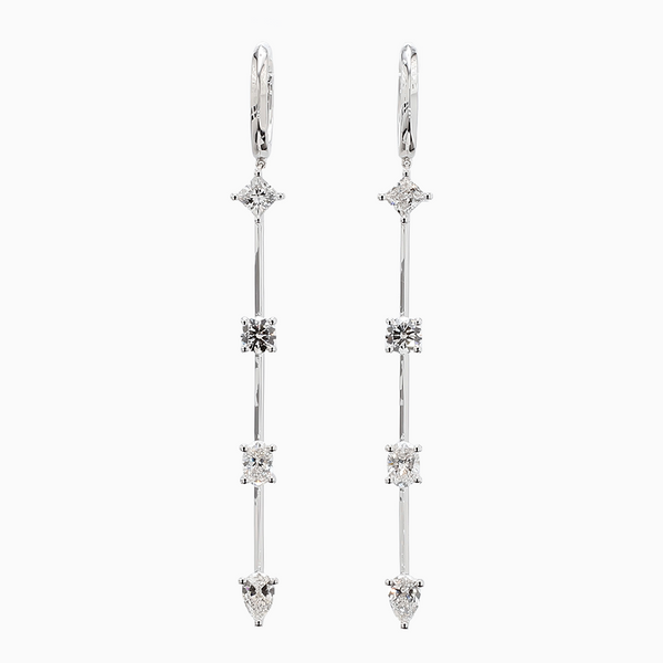 2.0 Carat D-F VS+ Ideal Cut Round Princess Oval Pear Diamond 14K White Gold Drop Earrings