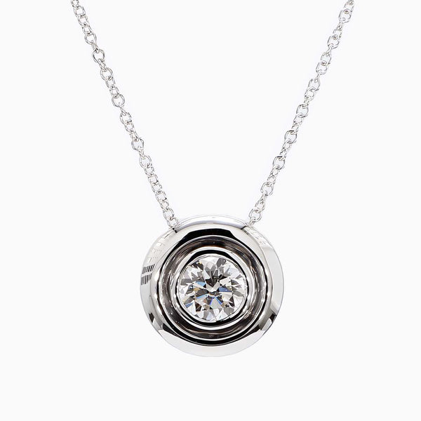 1.0 Carat D-F VS+ Ideal Cut Round Diamond 14K White Gold Solitaire Pendant Necklace (5.25g)