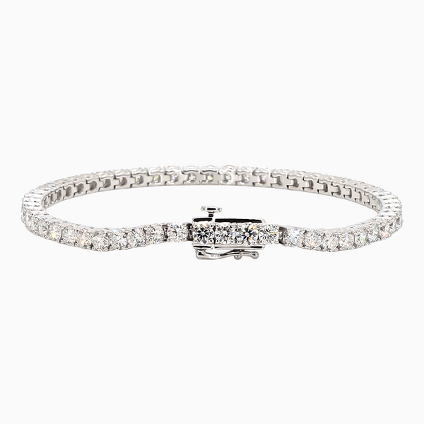 5.5 Carat D-F VS+ Ideal Cut Round Diamond 14K White Gold Chain Bracelet (10.82g)