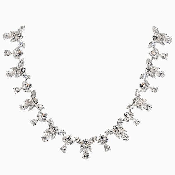 33.1 Carat D-F VS+ Ideal Cut Round Pear Marquise Diamond 14K White Gold Statement Necklace (43.13g)